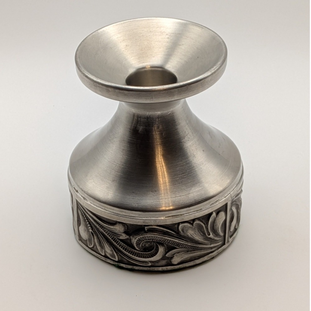ASTRI Holthe Norway Pewter Candlestick Holder Telemark Floral Scroll 3.5" MCM